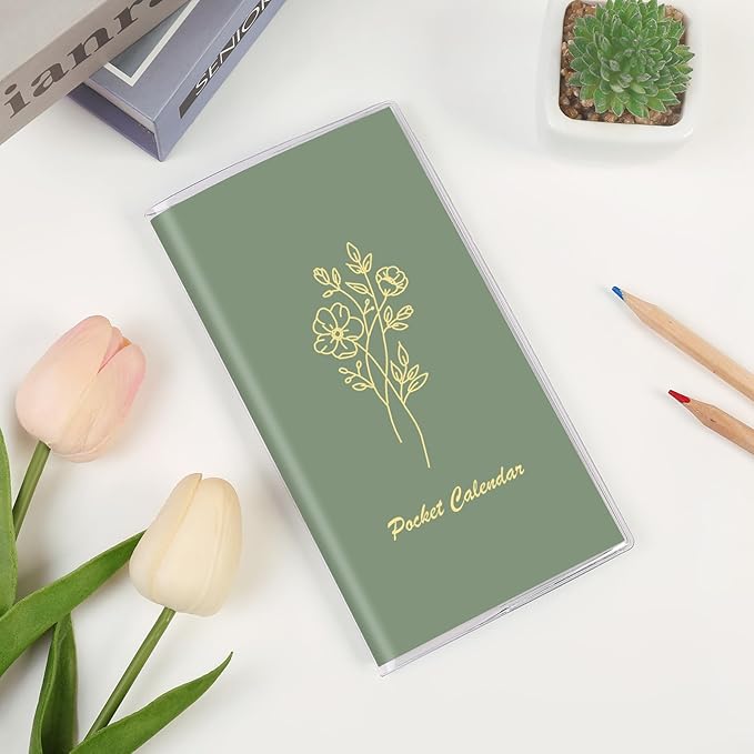 Pocket Calendar 2026-2027, Pocket Planner 2026-3.7" x 6.7" - Runs from January 2026 Until December 2027, Monthly Planner 2026-2027 with PVC Cover for Planning, Green