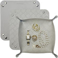 UnionBasic Small Valet Tray, Jewelry Tray for Rings Watches Earrings, Entryway Catchall Caddy for Coins Keys Change, Nightstand Bedside Valet Holder, Trays for Electronic Gadgets, Woven Light Gray