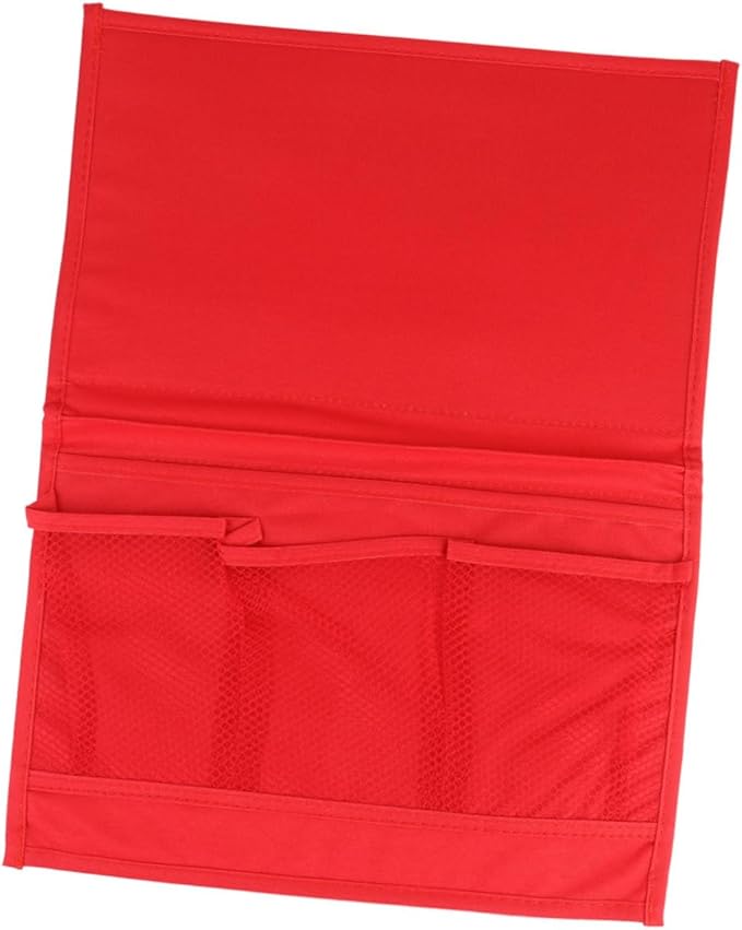 Hanging Bedside Storage Bag Organizer for Sofa Armrest Large Capacity Pouch for Phone Books and Chargers Practical Red Hanging Caddy for Home Dorm and Hospital Use
