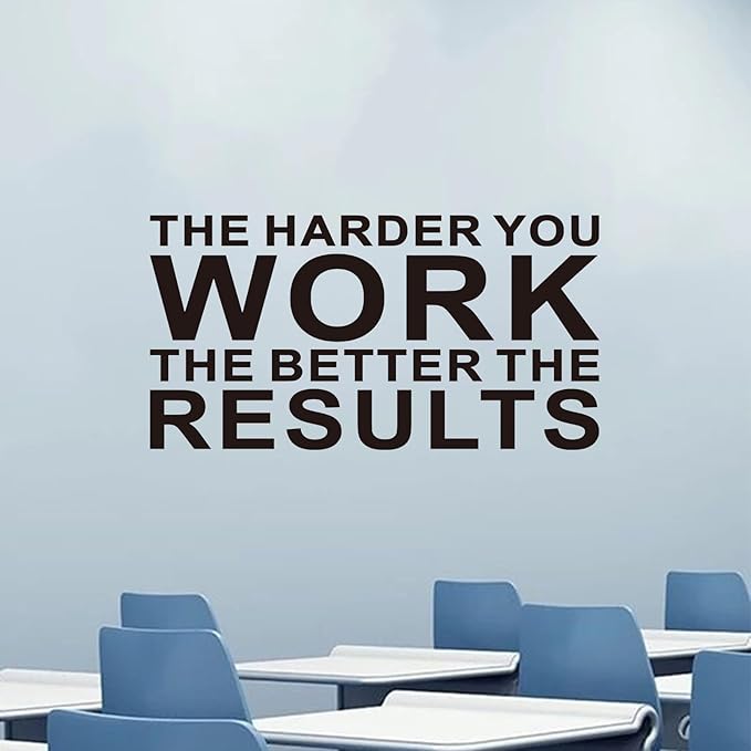 AnFigure Gym Quotes Wall Decals: Inspirational Office Vinyl Art Wall Stickers for Garage Classroom School Workspaces - The Harder You Work The Better The Results 28.6"X15"