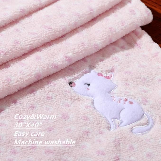 CREVENT 2Pcs 30''X40'' Cute Cozy Fluffy Warm Baby Blankets for Infants Toddlers' Bedding Crib Cot Stroller - Grey Cloud + Cat