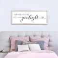 Always Kiss Me Goodnight Sign Wall Decor 40"X15" Master Bedroom Above Bed Large Wooden Framed for Couples Over Bed Wall Hanging Art (White)