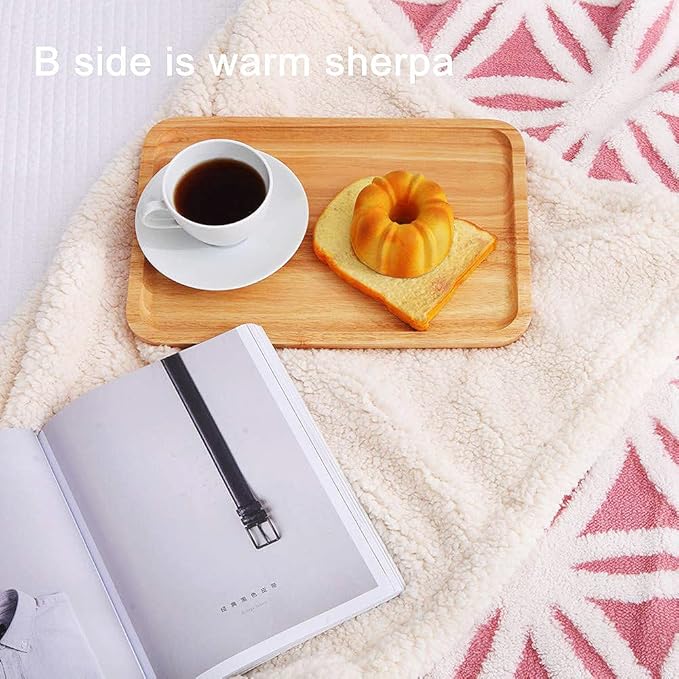 LOMAO Sherpa Fleece Blanket Easter Gifts for Mom Cozy Soft Throw Blanket for Women Men Dual Sided Couch Sofa Bed Blanket (Pink,51x63)