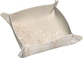 Leather Storage Tray for Bedside Table, Desk, Dressing Table, and More - Easy to Clean Small Silver and White Powder Printing