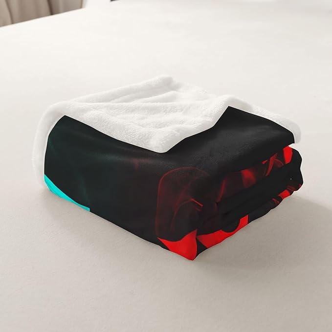 Gaming Blanket Throw for Boys Game Console Sherpa Blanket Baby 30"x40" Kids Teen Gamer Fleece Blanket Modern Gamepad Bedspread Cover Game Room Sofa Decor Game Controller Turquoise Red Black