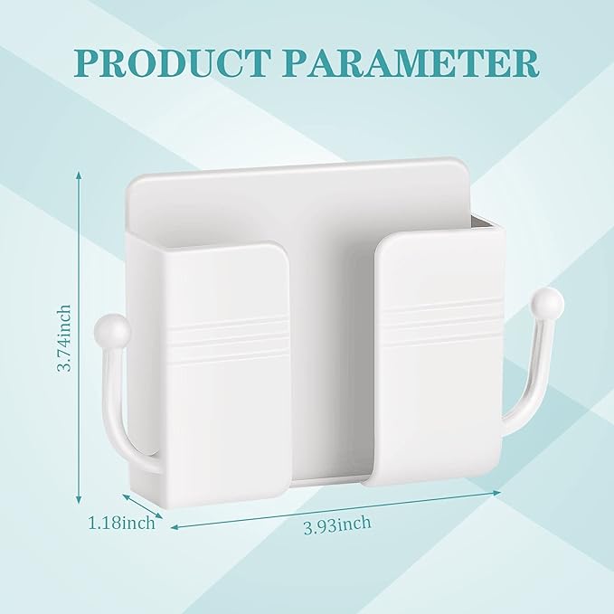 Jetec 6 Pcs Wall Mount Phone Holder Self-Adhesive Wall Beside Organizer Storage Box Plastic Charging Phone Stand Remote Brackets Holder for Bedroom(White)