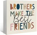 Lacama Boho Boy Nursery Wooden Box Sign, Brothers Make the Best Friends Decorations Wood Block Signs, Boho Nursery Wood Sign for Toddler Boys Room Bedroom Desk Shelf Wall Decor 5x5 Inches