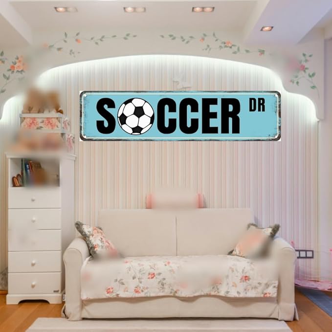 Soccer Posters For Boys Bedroom Soccer Decor Soccer Dr Tin Sign Soccer Gifts For Men Soccer Street Signs For Bedroom Soccer Wall Art Football Room Decor For Boys Bedroom Soccer Decorations 4x16 Inch