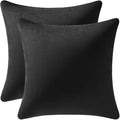 DEZENE Throw Pillow Covers 22x22 Black: Pack of 2 Cozy Soft Velvet Square Modern Luxury Decorative Throw Pillow Cases for Sofa Couch Living Room Bed Home Decor