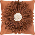 OiseauVoler 3D Sunflower Throw Pillow Cover Decorative Handmade Pillowcases for Couch Farmhouse Living Room Decoration 18x18 Inch Burnt Orange