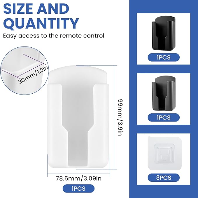 3 Pcs Wall Mount Remote Control Holders, Self Adhesive Media Player Air Conditioner Remote Storage Box Controller Holder for Home Nightstand, Office Desk (Multicolor)