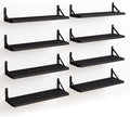 Fixwal Floating Shelves, Width 4.7in Rustic Wood Wall Shelves Set of 8, Wall Storage Shelves for Bedroom, Living Room, Kitchen, Bathroom, Office and Plants (Black)