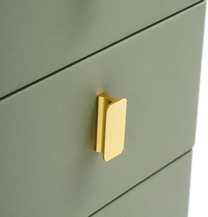 Narrow Nightstand with 3 Drawers, Narrow Side Table End Table Leather Bedside Cabinet Slim Storage Bedside Table for Small Space Bedroom Living Room Dormitories (Green)
