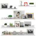 Giftgarden 36 Inch Large Floating Shelves for Wall Set of 5, White Wood Wall Shelves for Bathroom, Bedroom, Kitchen, Living Room Storage and Decoration, Wooden Picture Ledge