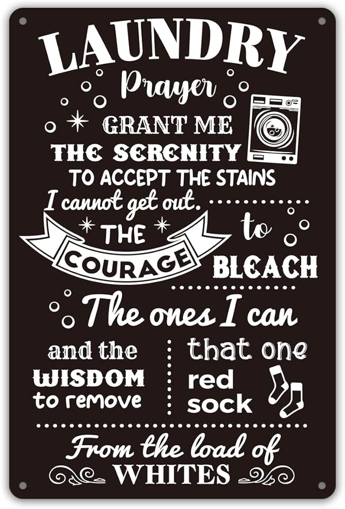 Funny Laundry Room Quote Metal Tin Sign Wall Decor, Laundry Prayer Grant Me the Serenity to Accept Laundry Room Sign for Home Decor Gifts