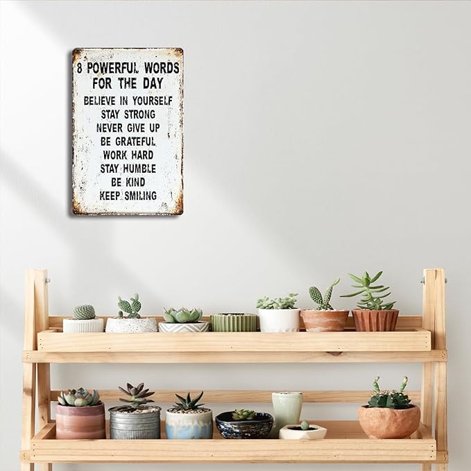 Inspirational Wall Art Metal Tin Sign Inspiring Positive Quotes Room Decor for Living Room Bedroom Classroom Gym, Motivational Wall Decor for Teen 8 x 12 Inch