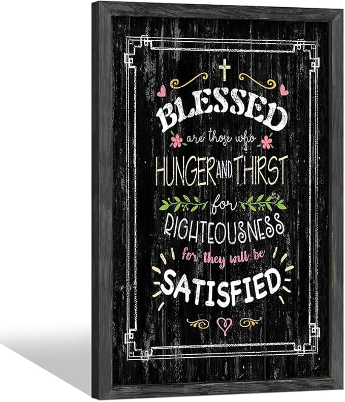 Rustic Christian Wall Art Decor: Bible Verse Wooden Framed Picture Religious Scripture Quote Print Inspirational Lord Sign Artwork Decoration for Farmhouse Living Room Bedroom Home