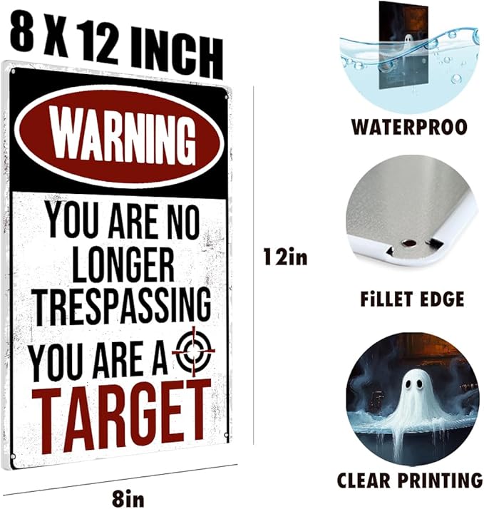 Funny Grunge Room Decor No Trespassing Metal Tin Signs Coffee Bar Garage Vintage Wall Decor Gifts 12 X 8 Inches Outdoor & Indoor