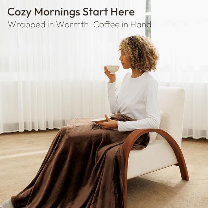 NANPIPER King Size Blanket - Lightweight Soft Fleece for Adults All-Season Coffee Brown 90"x108"