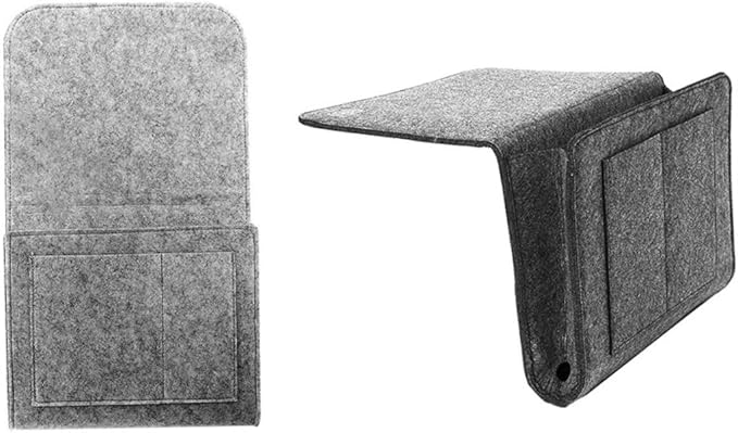 Bedside Organiser, Bedside Storage Pocket, Felt Bag Bed Hanging Storage Pouch Sofa Desk Hanging Organizer Remote Holder or Home Bed Rails, Sofa, Bunk Beds Dark Grey