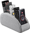 PU Leather Remote Control Holder,TV Remote Caddy with 5 Compartments,Bedside Table or Desktop Organizer for TV,DVD,Blu-Ray,Heater Controllers and Glasses,Media Player,Pen or Pencil Storage(Grey)