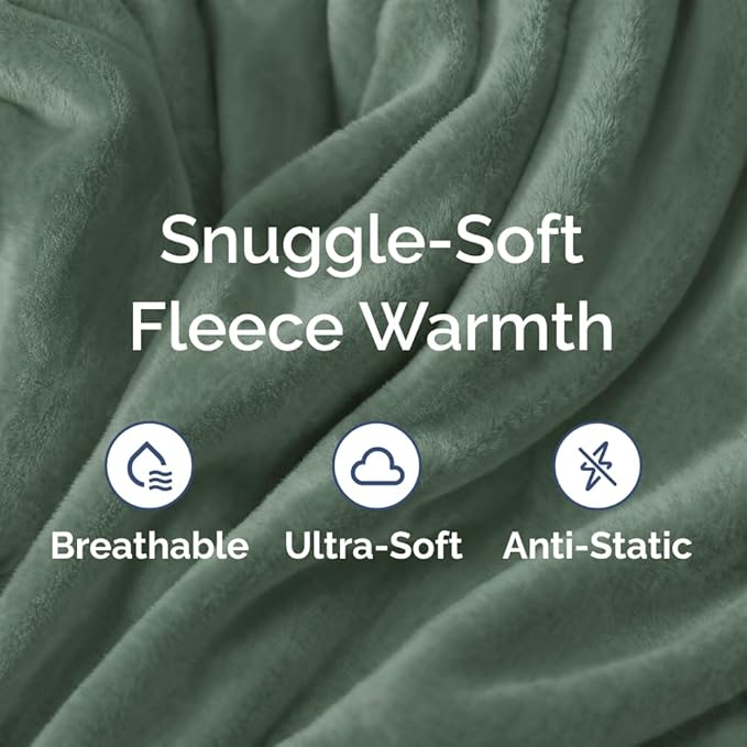 Ultra Soft Fleece Blanket Twin Size - Flannel Fleece Luxury Twin Blanket - Lightweight for Couch Bed Chair - Thick, Warm & Breathable - All Season Cozy Fuzzy Anti-Static Microplush Bedding, Sage Green