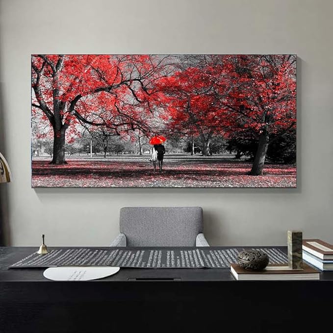 Bamdeya Canvas Wall Art Tree Painting Forest Prints Art Scenery Picture for Romantic Couples - Framed Large Wall Art - Living Room & Bedroom - 30x60inches