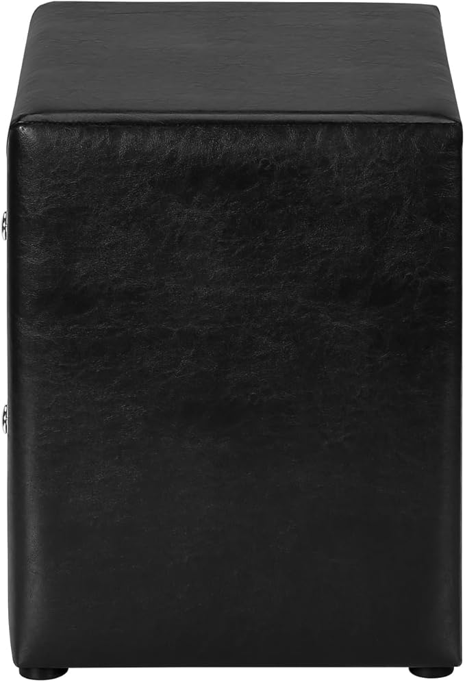 End or Side Table Nightstand with Upholstered Black Leather Look and Storage Drawer for Bedroom