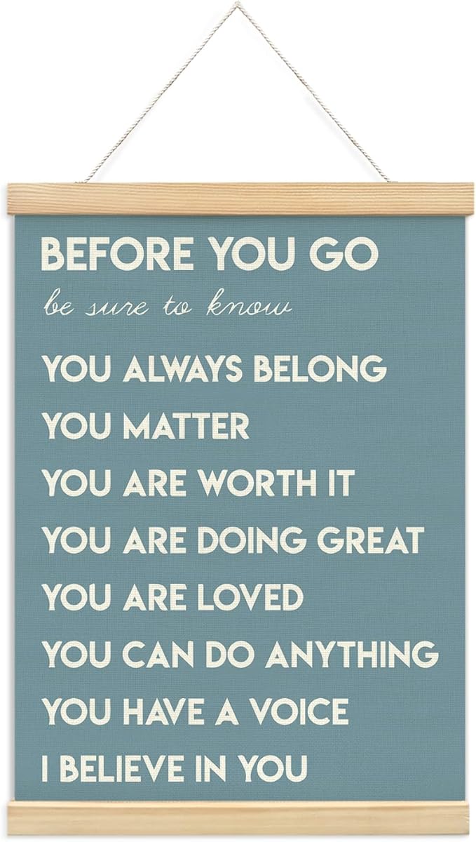 Mental Health Positive Affirmations Inspirational Wall Art Decor, Therapist Nurse Office Signs Wall Art Decor For Office Kids Teen Girls Room Bedroom Playroom Wall Decor Wood Posters Framed（blue）