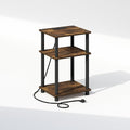 Furinno JUST Night Stand, 3-Tier Turn-N-Tube Nightstand with Charging Station, Bedside Table, End Table, Side Table with USB and Type-C Charging Port, for Bedroom, Living Room, Amber Pine