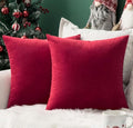 MIULEE Pack of 2 Velvet Pillow Covers Decorative Square Pillowcase Soft Solid Cushion Case Home Decor for Sofa Couch Bedroom Car 20x20 Inch Red