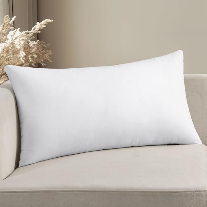 MIULEE 16x26 Inch Premium Lumbar Throw Pillow for Bed Sofa Couch Virgin Microfiber with 100% Cotton Cover Decorative Throw Pillow Insert Stuffer Form