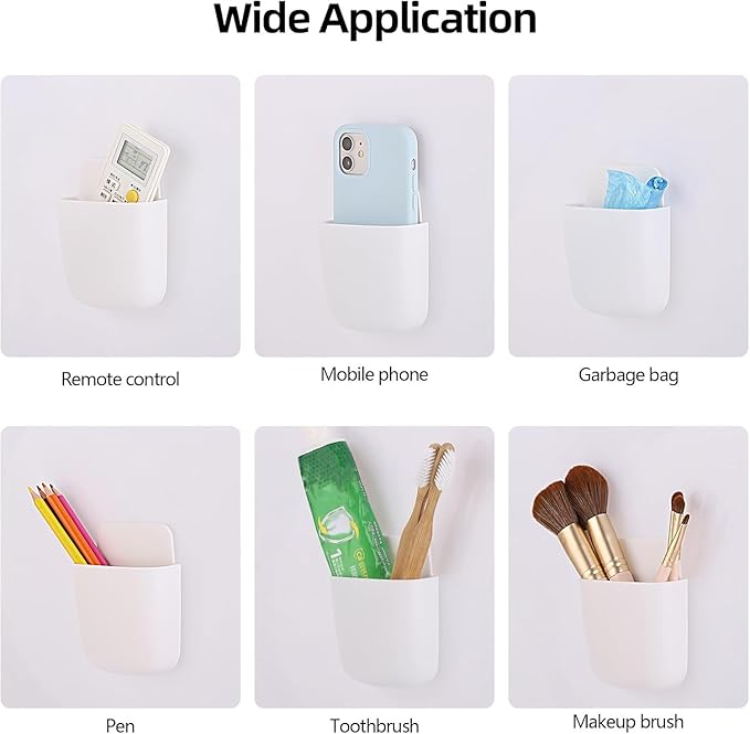Tecbeauty 8 Pcs Remote Control Holder Self Adhesive Wall mounted Storage Box Phone Charging Pen Holder Organizer for Home Office School