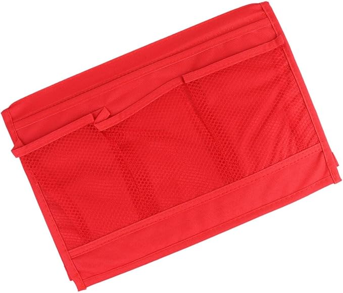 Hanging Bedside Storage Bag Organizer for Sofa Armrest Large Capacity Pouch for Phone Books and Chargers Practical Red Hanging Caddy for Home Dorm and Hospital Use