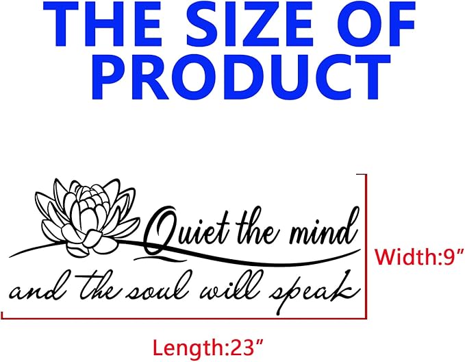 SEATUNE Yoga Pilates Wall Stickers - Inspirational Quotes Motivational Wall Decals - Bathroom Bedroom Living Room Home Vinyl Art Wall Decor - Quiet The Mind and The Soul Will Speak 23"X9"