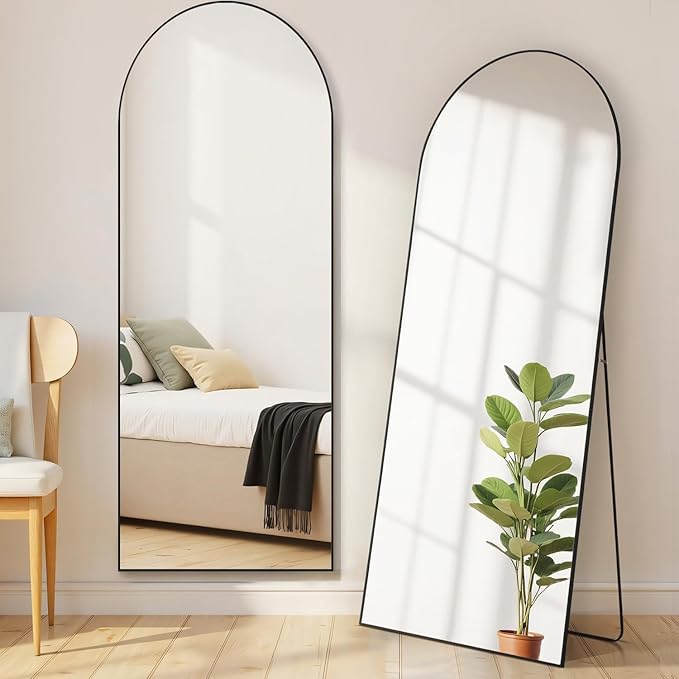 Mirror Full Length, Upgraded Body Wall Mirrors with Shatter-Proof Glass, Floor Standing, Hanging or Leaning, Tall Mirror with Stand Aluminum Alloy Frame for Bedroom Cloakroom