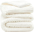 INFIIXSO Sherpa Fleece King Size Blanket - Super Soft & Warm Striped Fleece, Cozy Plush Fluffy Large Bed Blanket All Season Use (Cream, 104x90 Inches)