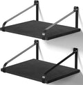 Love-KANKEI Floating Shelves Wall Mount Rustic Wood Wall Shelves with Large Storage L16.5 x W12 inch for Kitchen Living Room Bathroom Bedroom Set of 2 Black