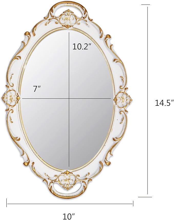Vintage Mirror Small Wall Mirror 14.5 x 10 inchs Oval White