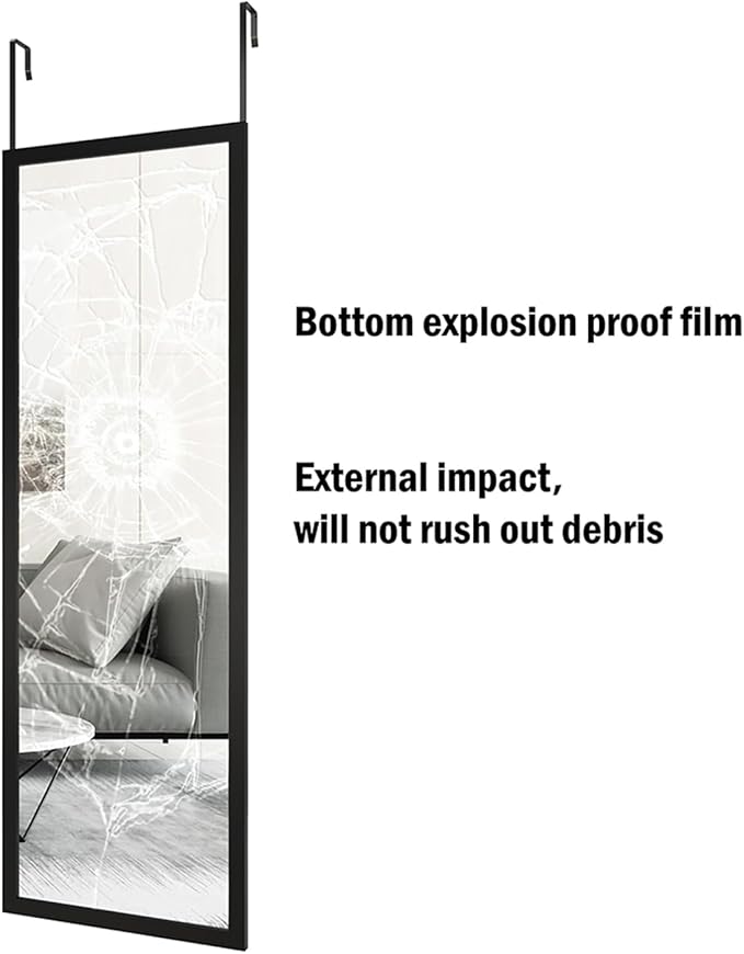 whitebeach Wall Mirror Full Length,Bedroom Full Body Mirror Over The Door 44“×16" Black