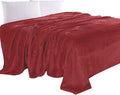 Elegant Comfort Luxury Velvety Feel Blanket, All-Season Lightweight Blanket, Ultra Plush, Soft, Cozy-Fuzzy Flannel Fleece for Couch, Sofa, Bed, Travel, Solid Design, Full/Queen, Burgundy