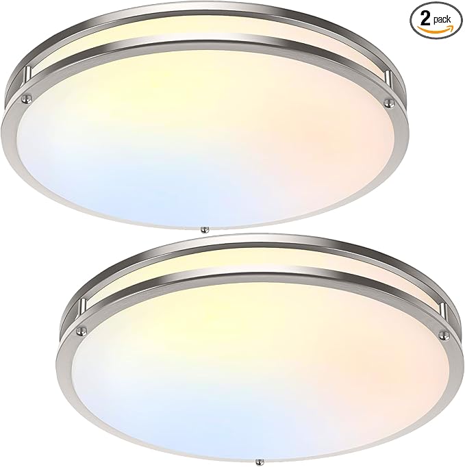 18inch 50W LED Flush Mount Ceiling Lights 5600lm Super Bright, Dimmable LED Ceiling Light Fixtures 2700K-6500K 5CCT Adjusted, 2-Pack Modern Light Fixtures Ceiling for Living Room Bedroom Kitchen