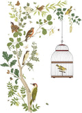 Removable Bird on Bracnch Wall Stickers, DIY Romantic Birdcage Decor Tree Wall Murals Peel and Stick Wall Art Stickers Home Decor for Gilrs Bedroom Nursery Rooms Living Room