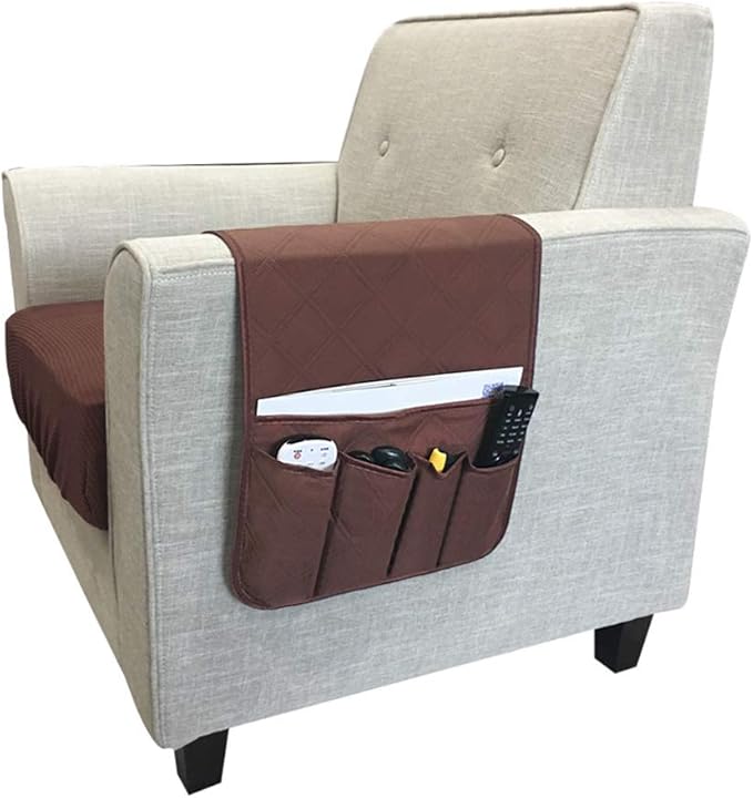 Couch Sofa Armrest Organiser Arm Chair Caddy Bedside Storage Pocket with 6 Pockets TV Remote Holder Bed Storage Pocket Bag for Cellphone Tablet Notepad Book Magazines DVD Glasses
