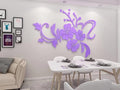 Wall Stickers 3D Flower Mirror - Family Decal Living Room Wall Decor Sticker Home Decorations Room Decor for Office Sofa Bedroom Decals (Light Purple XS:15 * 23in)