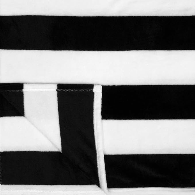 PAVILIA Striped Throw Blanket for Sofa Couch Bed | Soft Flannel Fleece Stripe Black and White Decorative Throw | Warm Cozy Lightweight Microfiber | 60 x 80 Inches