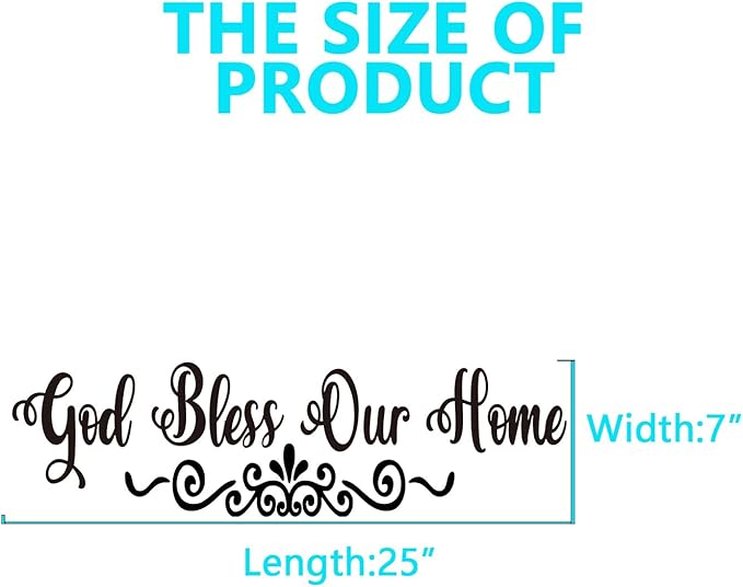 Bible Verse Wall Stickers for Bedroom: Christian Quotes Inspirational Living Room Vinyl Art Wall Decals - God Bless Our Home 18" X 15"