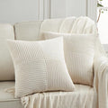 Fancy Homi 2 Packs Cream Samll Decorative Throw Pillow Covers 12x12 Inch with for Couch Bed Sofa, Rustic Farmhouse Boho Home Decor, Soft Corss Patchwork Corduroy Square Cushion Case 30x30 cm