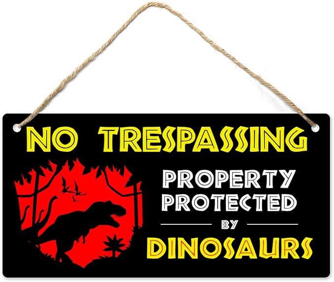 Dinosaur Room Decor for Boys, 12″x6″ PVC Plastic Decoration Hanging Sign, High Precision Printing, Waterproof, Dinosaur Bedroom Decor for Boys