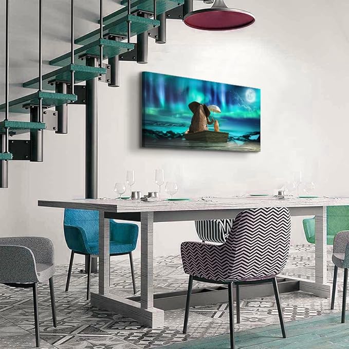 Canvas Wall Art For Living Room Large Size Fashion Wall Decorations For Bedroom Modern Office Wall Decor Painting Aurora Scenery Elephant Pictures Artwork Room Canvas Art Prints Bathroom Home Decor
